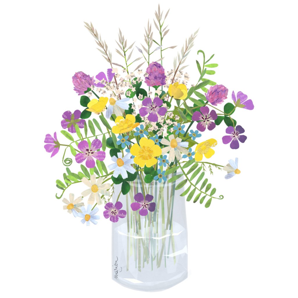 midsummer flower bouquet illustration