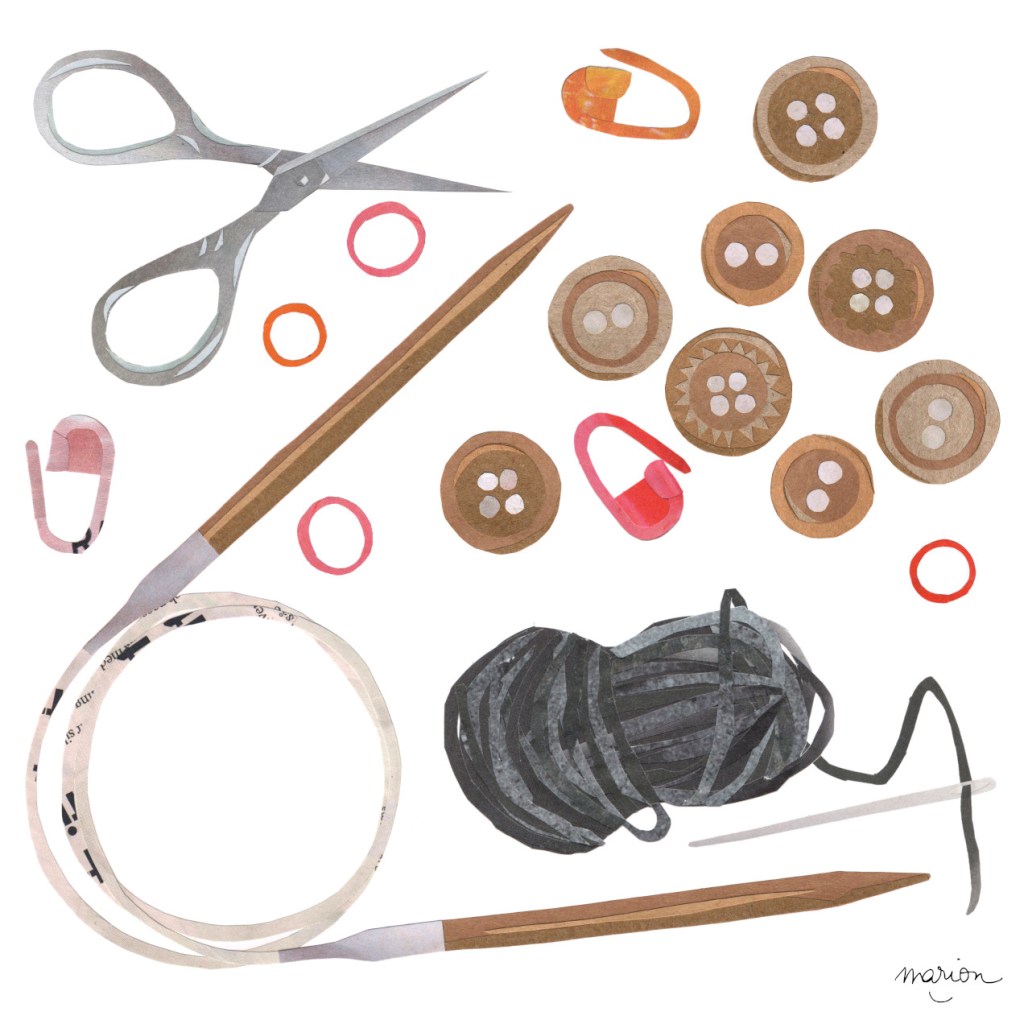 knitting supplies illustration
